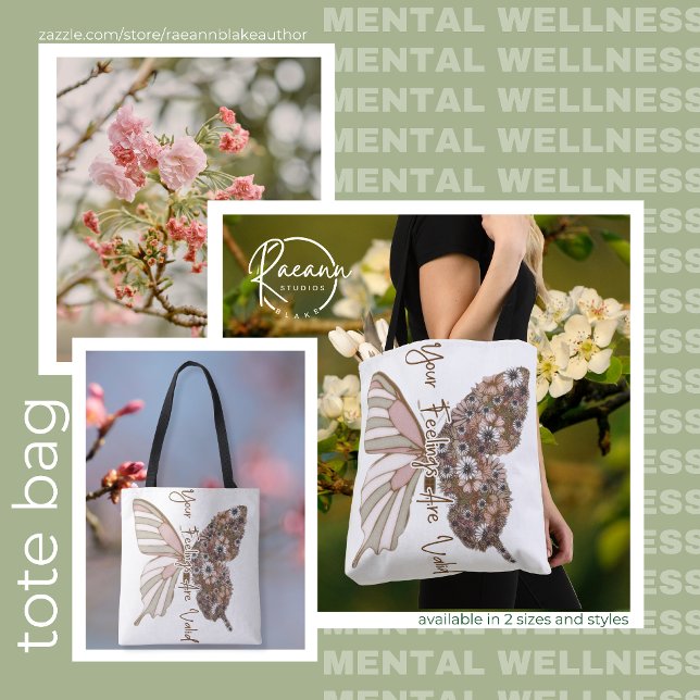 Your Feelings are Valid Mental Wellness Tote Bag (Creator Uploaded)