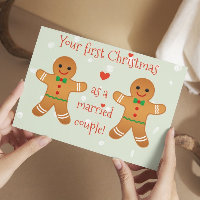Your First Christmas Married -  Gingerbread Men Postcard (Creator Uploaded)