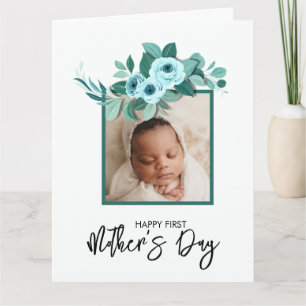 Your First Mother's Day Rose Greenery Photo Card