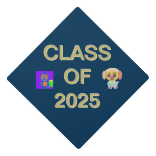 Your Friends' Two Pics Class of 2025 Dark Blue Graduation Cap Topper