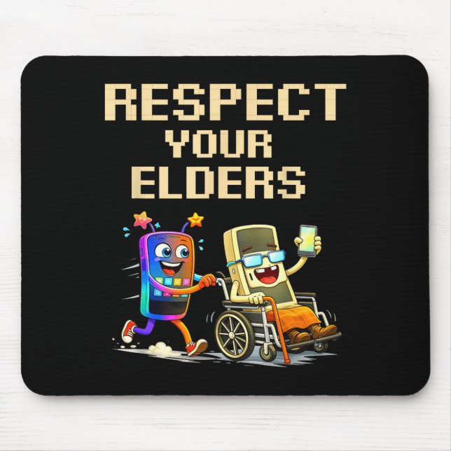 Your Funny Respect Elders Retro Gaming Gamer Mouse Pad (Front)