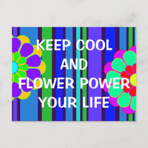 Your funny sayings: keep cool and flower power ... postcard