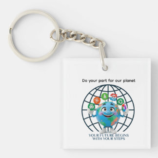 Your Future Your Steps Earth Day Sustainability Keychain