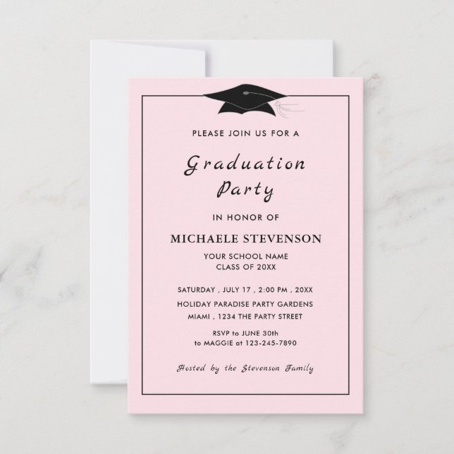 Your Graduation Invitation Custom Colours and Font (Front)