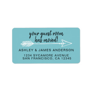 Your Guest Room Has Moved Angel Blue New Address Label