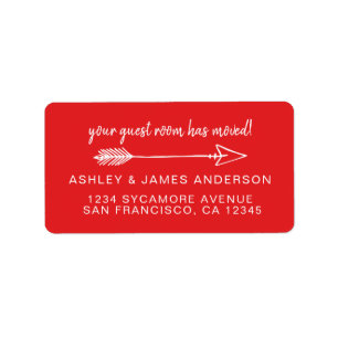 Your Guest Room Has Moved Bright Red New Address Label