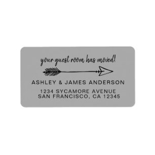 Your Guest Room Has Moved Grey New Address Label