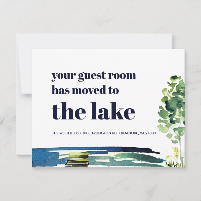 Your Guest Room Has Moved to the Lake New Home Announcement (Front)