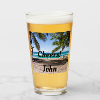 Your Happy Place CHEERS Beer Glass YOUR NAME