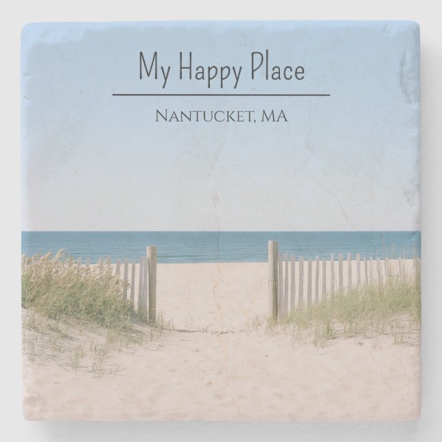 Your Happy Place Custom Location  Stone Coaster (Front)