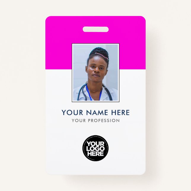 Your Health Care Company Logo Photo Clip Name Badge (Front)