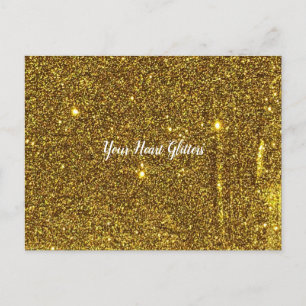 Your Heart Glitters Gold Glitter Postcard