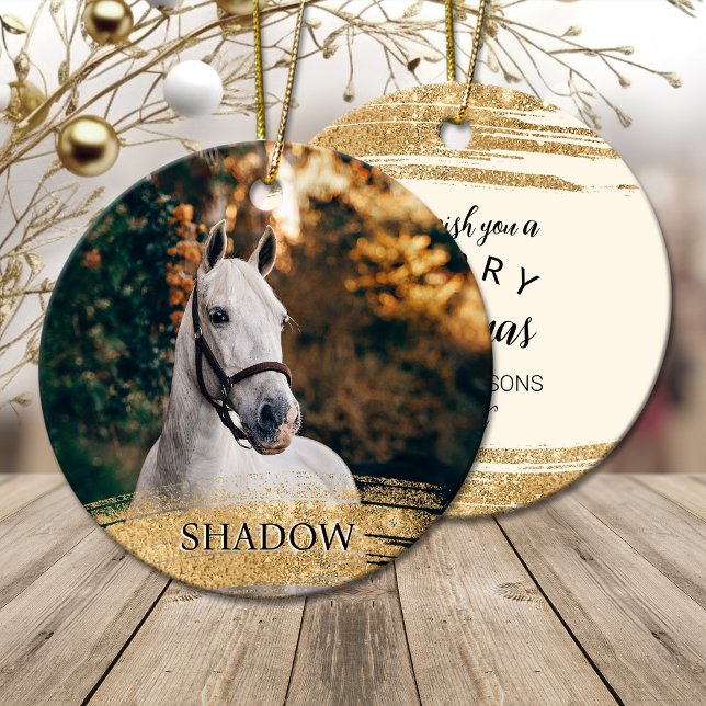 Your horse photo Christmas  Ceramic Ornament (Your horse photo Christmas Ceramic Ornament)