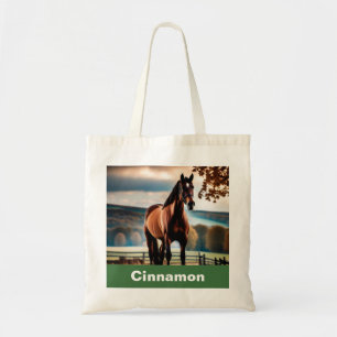 Your Horse Photo Name Tote Bag