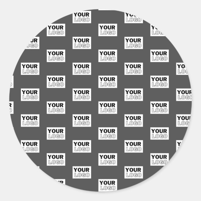 Your Image Design or Business Logo Tiled | Grey Classic Round Sticker (Front)
