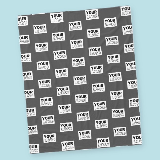 Your Image Design or Business Logo Tiled | Grey Fleece Blanket (Creator Uploaded)