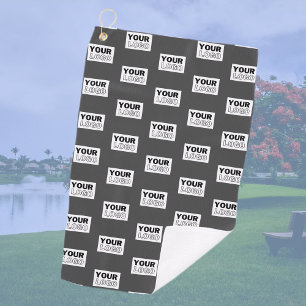 Your Image Design or Business Logo Tiled   Grey Golf Towel