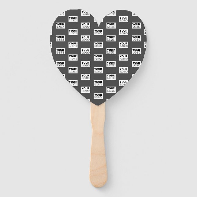 Your Image Design or Business Logo Tiled | Grey Hand Fan (Back)