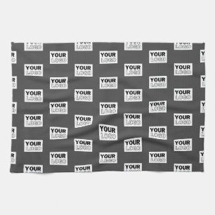 Your Image Design or Business Logo Tiled   Grey Kitchen Towel