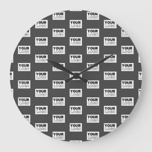 Your Image Design or Business Logo Tiled   Grey Large Clock