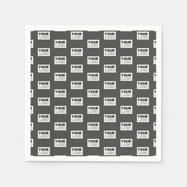 Your Image Design or Business Logo Tiled | Grey Napkin (Front)