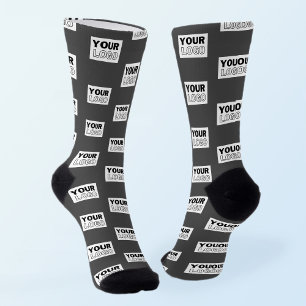Your Image Design or Business Logo Tiled   Grey Socks