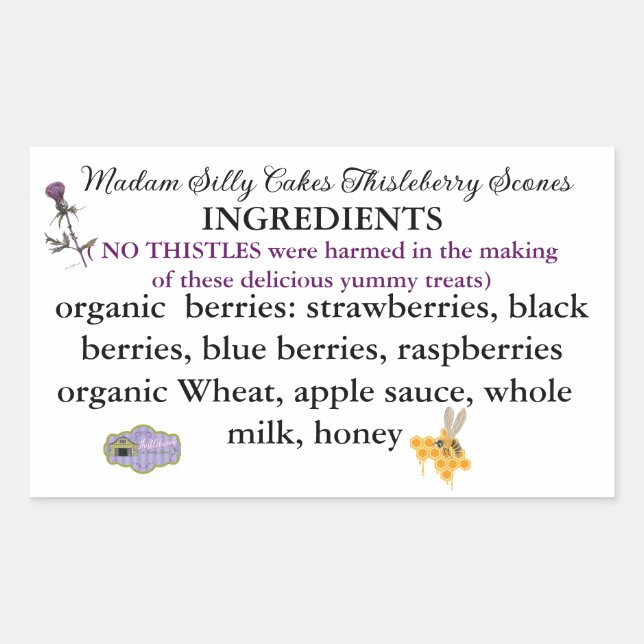 your INGREDIENTS LABEL FOR YOUR TREATS CUSTOMIZE (Front)