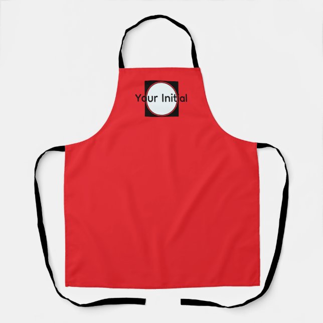 Your Initial Monogram Red Apron (Front)