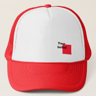 Your Initial Monogram Red  Trucker Hat