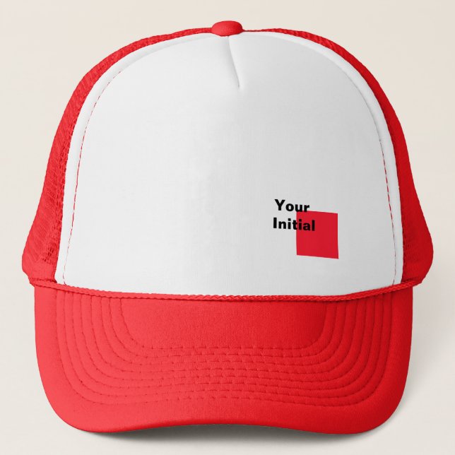 Your Initial Monogram Red  Trucker Hat (Front)