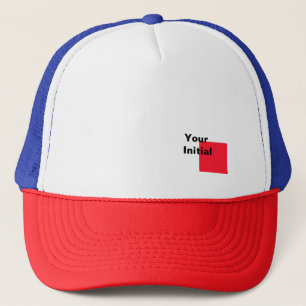 Your Initial Monogram Red White Blue Trucker Hat