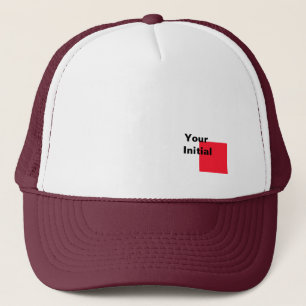 Your Initial Monogram White + Maroon  Trucker Hat