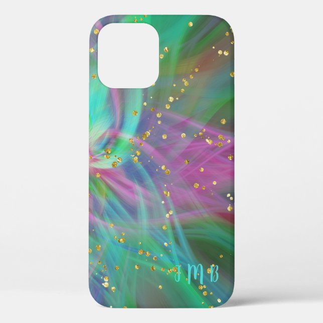 Your Initials Abstract Colours Glitter   Case-Mate Case-Mate iPhone Case (Back)