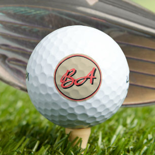 Your Initials in Red and Black on Sand Golf Balls