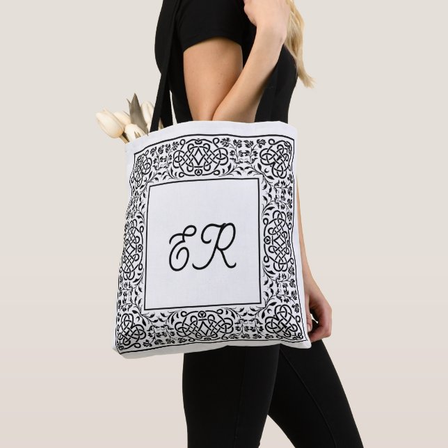 Your Initials Knot Work Tote Bag (Close Up)