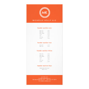 YOUR INITIALS LOGO on ORANGE No. 2 Rack Card