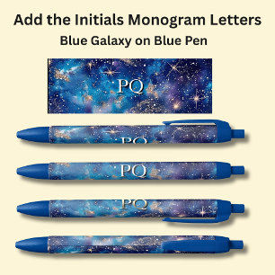 Your Initials Monogram Blue Galaxy Ink Pen