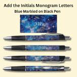 Your Initials Monogram Blue Galaxy Pen<br><div class="desc">Add the initials (or name) you want on this black pen a blue galaxy design - Change to your own details. See my store for lots more great Pens</div>