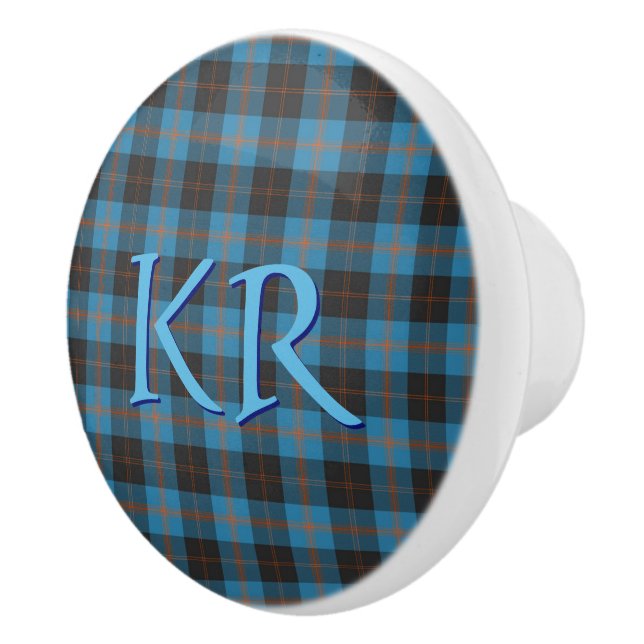 Your initials on Angus District Ancient tartan Ceramic Knob (Right)