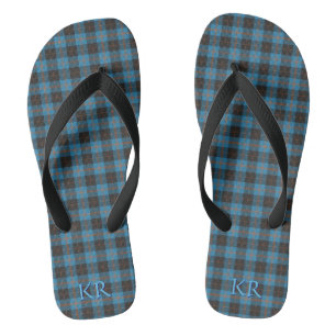 Your initials on Angus District Ancient tartan Flip Flops