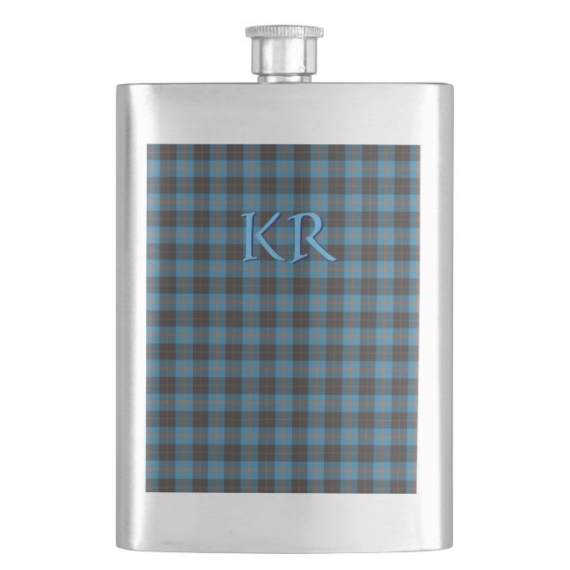 Your initials on Angus District Ancient tartan Hip Flask (Front)