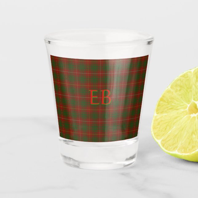 Your initials on Bruce Clan tartan Shot Glass (Front)