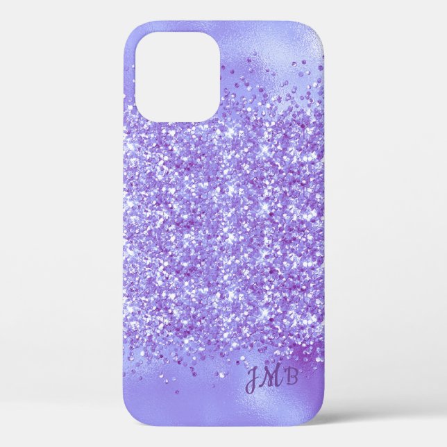Your Initials Purpe Glitter Case-Mate iPhone Case (Back)