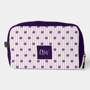 Your Initials Violet & Blush Stripes Purple Blooms Dopp Kit
