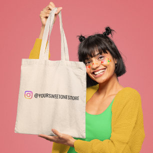 Your Instagram Name & Social Media Icon Promo Tote Bag
