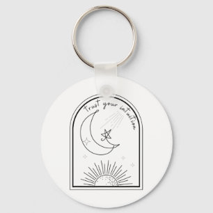 Your Intuition Boho Stars Moon Abstract Line Art T Keychain