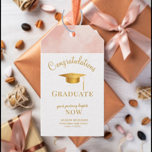 Your Journey Begins Now Chic Peach Fuzz Graduation Gift Tags