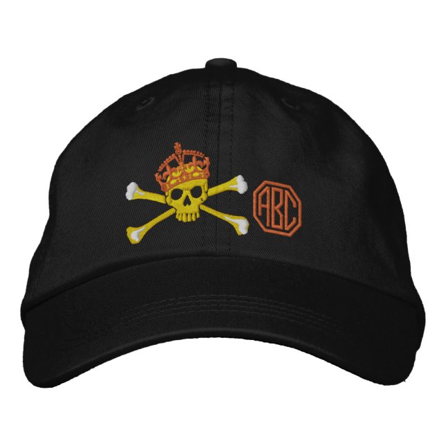 Your Keep Calm Crown Crossbones Skull Monogram Embroidered Hat (Front)