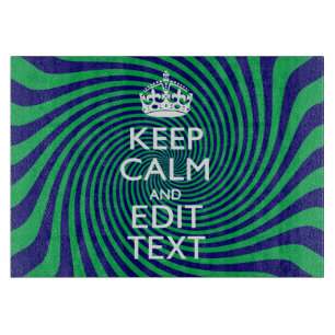 Your Keep Calm Text in Blue Green Swirl Decor Cutting Board
