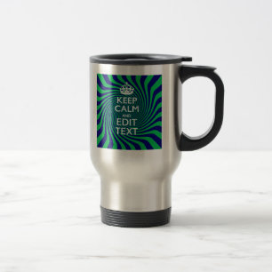 Your Keep Calm Text in Blue Green Swirl Decor Travel Mug